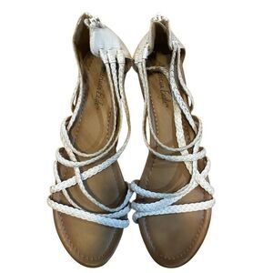 American Eagle white straps flat sandals size 12